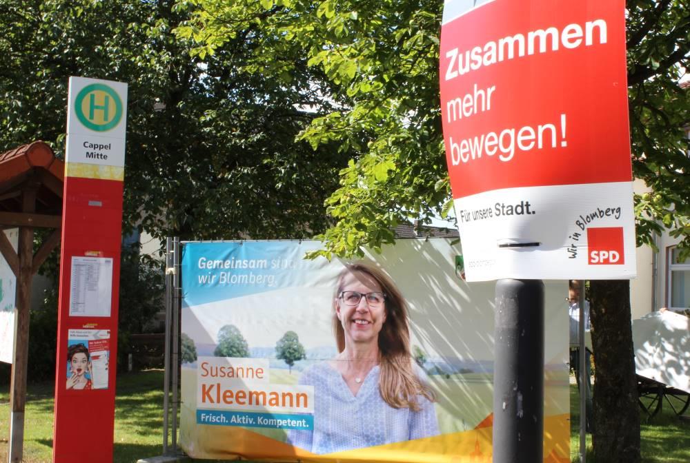 In Blomberg hängen sie schon: Für Wahlplakate gelten in Kommunen unterschiedliche Regeln. (Foto: Marlen Grote)